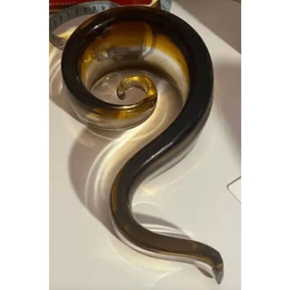 Brown black glass snake shape Murano style - Picture 3 of 13